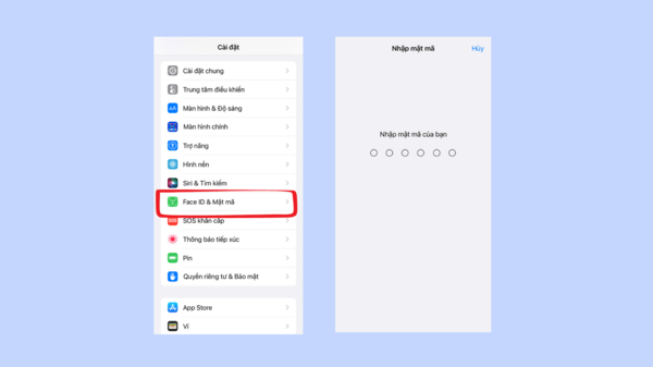 Nhập mật khẩu iPhone để mở mục